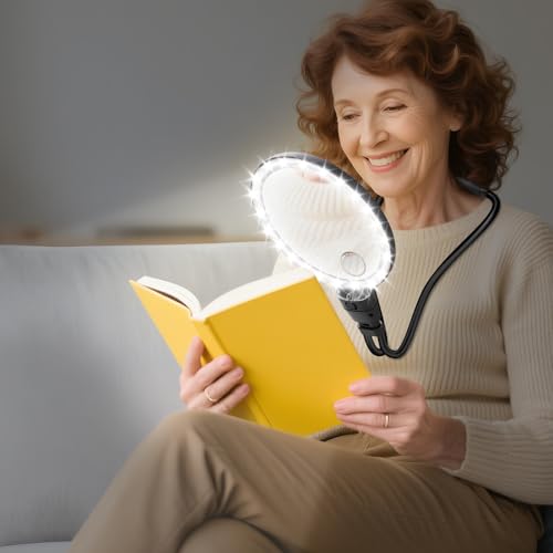 Lupa grande 10X 30X con luz para leer, manos libres con luz LED de 3 colores, lupa flexible de cuello de cisne para leer, coser, trabajo cercano, personas mayores