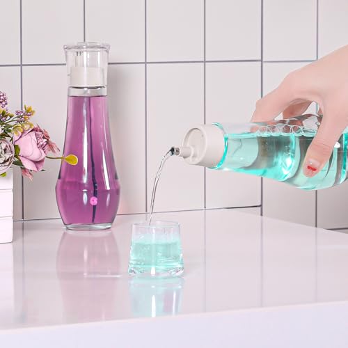 ZOBONETI Mundspülspender, Glas für Badezimmer, Glas-Mundspülspender mit Tasse, Mundspülbehälter, Flaschenhalter für Erwachsene/Kinder, 250 ml, 1P
