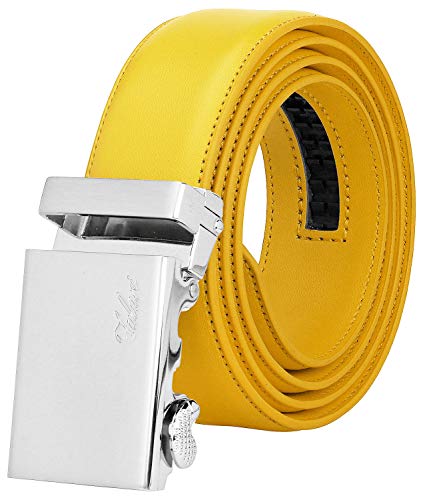 Image of Falari Men Unisex Genuine Leather Ratchet Dress and Casual Belt, Automatic Sliding Buckle, Trim to Fit