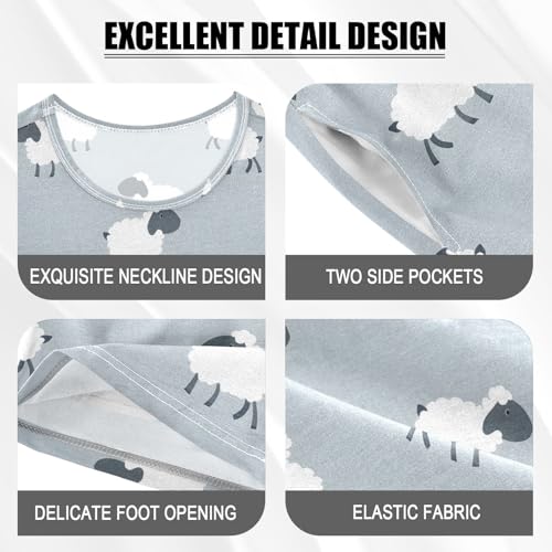 ALAZA Sheep Gray Pajamas Short Sleeve 2 Piece Sleepwear Top and Bottom Pajama Set Unisex4