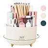 SKYDUE 360 Rotating Plastic Desk Pen Organizer with 5 Slots, Dual-Purpose Art Supply Pencil Cup for Office, School, Home