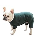Dog Clothes, Dog Pajamas Soft Four-Legged Jumpsuit French Bulldog Clothes Dog Onesies for Puppy Small Medium Dogs (Dark Green, Large)