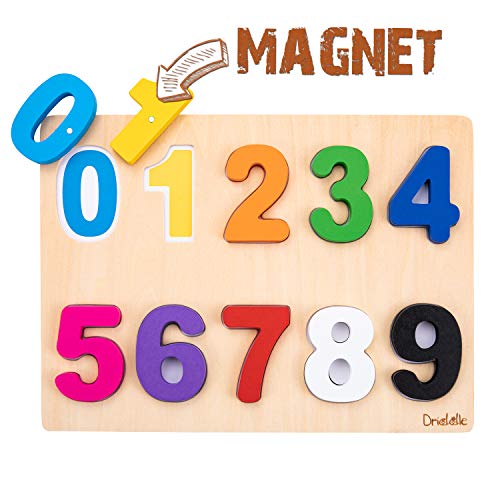 Image of Magnetic Wooden Educational Number Puzzle - Learn Numbers & Color Recognition Toy – Toddler Preschool Game – Kids Montessori Education
