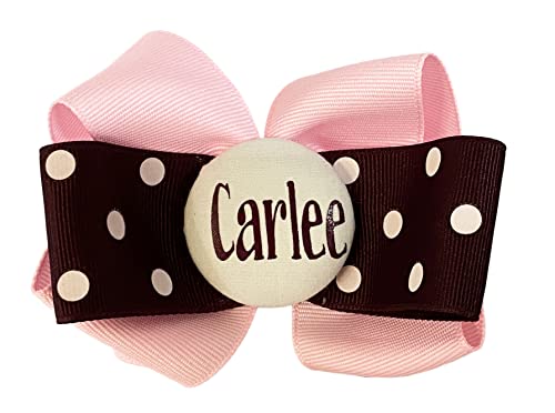 Burgundy and Pink Hair Clip Bow for Girls with Personalization- Custom Handmade