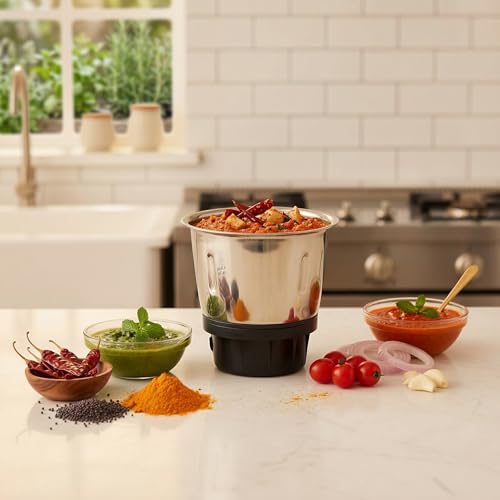 Image of Bajaj 300ml Chutney Grinding Jar, Stainless Steel, Compatible with GX78 PX71M and 50+ Mixer Grinder Models