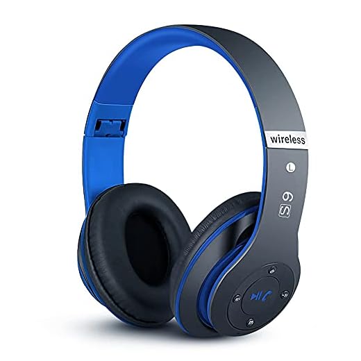 6S Casque Bluetooth sans Fil, écouteurs stéréo sans Fil Hi-FI Écouteurs avec Microphone intégré, Pliable Supra-Auriculaire Casque sans Fil pour iPhone/Samsung/iPad/PC (Bleu Noir)