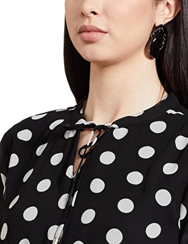 Image of Max Women Polka Dot Print Top with Tie-Up Neck