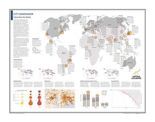 National Geographic World Wall Map of Cities and Megacities - 28 x 22 inches - Laminated
