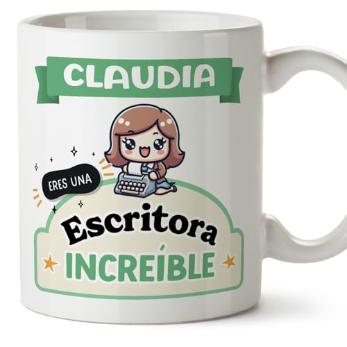 MUGFFINS Tazas Personalizadas para ESCRITORA mujer - En Español - Eres increíble - Kawaii - 11 oz / 330 ml - Regalo Personalizable original y divertido