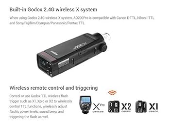 Godox AD200① Amazon.com : Godox AD200 200Ws 2.4G TTL Speedlite Flash