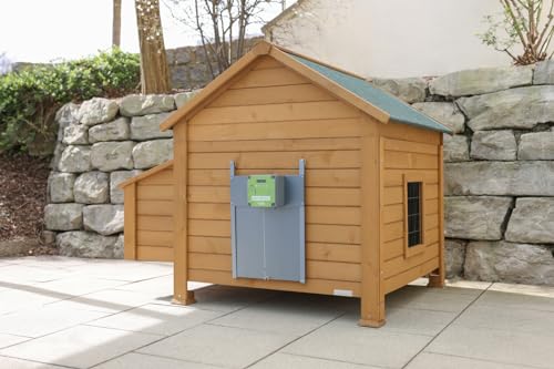 Kerbl Automatische Hühnertür Komplettset EasyProtect, mit Lichtsensor, B x H 32,5 x 58 cm, Batterie oder Netzbetrieb, 70590