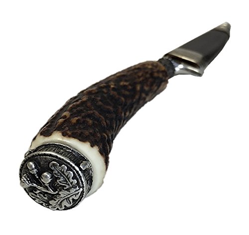 Foto von Jagdmesser Trachtenmesser Jagd-Messer Hirschfänger Eichenlaub Hirschhorn Wild Jagdnicker für Lederhose Jäger Fischer Fischen Jagen echt versilbert Stahl-Klinge