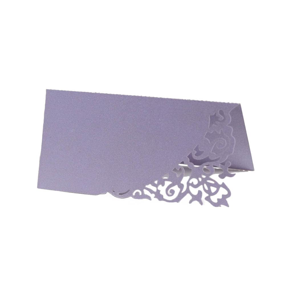 GIVBRO Table Place Card Flower Vine Patterned Tent Card Folded Seat Card for Wedding Party Decoration Light Purple, 50 Pcs