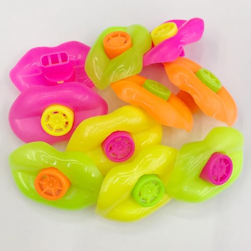 10PCS Random Color Plastic Lip Shaped Whistles Blowing Lip Whistles Loud Crisp Sound Whistle Noisemakers for Party Favors Noisemakers