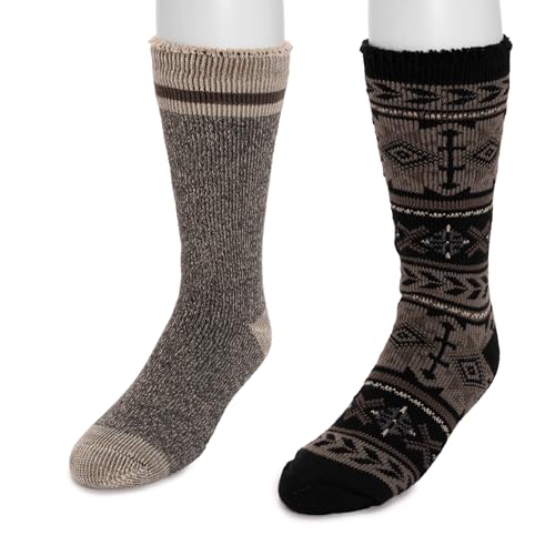 MUK LUKS Mens 2 Pk Heat Retainer Socks Multi OS
