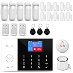 Wireless Home Alarm System 24-Piece Kit, WiFi/4G Alarm System for Home Security with Phone APP Alert (Door Sensor,Siren,Remote, Motion Detector) for Home, Apartment, Compatible with Alexa