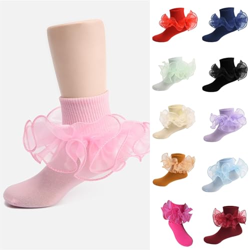 Warm Socks for Women Children's With Lace Girls Ankle Kids Dance Sock For Cute Baby Frilly Black And White Women'S2