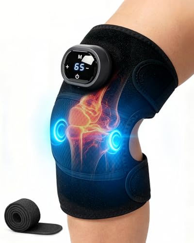 Heat and Vibration Knee Massager for Knee Pain Relief Soothing Graphene Heated Knee Support for Joint Pain Relief Customisable Knee Warmer with Dual Motors for Parent/Arthritis/Husband/Wife