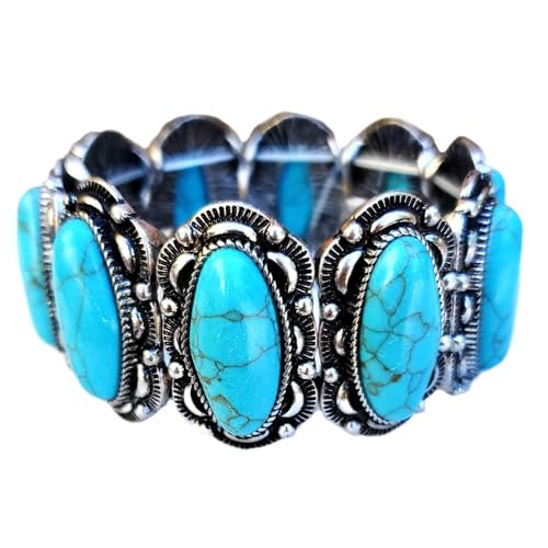 Image of Western Turquoise Double Stretch Bracelet Navajo