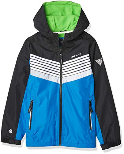 LONDON FOG Boys' Toddler Midweight Water Resistant Hooded Jacket, Blue Solid Stripe, 2T