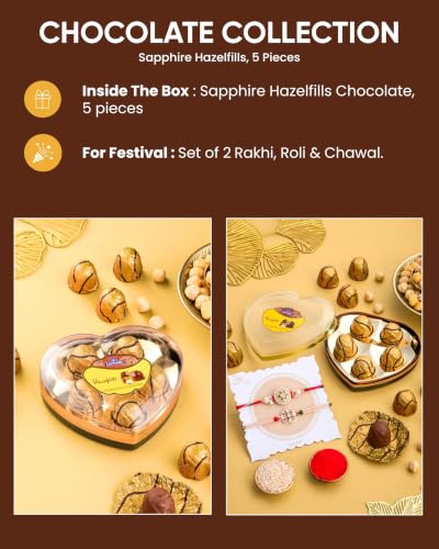 Image of HyperFoods Rakhi with chocolate Gift Pack for brother Set of 2 rakhi with chocolate Chocolates gift box Chocolates box Dori Roli & Chawal