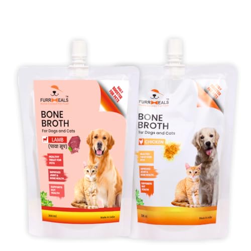 Image of FurrMeals Bone Broth for Dogs Chicken & Lamb (Varity Pack) I Bone & Joint Supplement I 100% Natural Preservative Free I Gravy /Wet Dog Food /Dog Treat (300ml X 2)