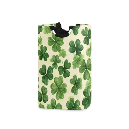 Jihqo Laundry Hamper Basket St Patrick's Clover Pattern Collapsible Nursery Storage Bin Waterproof Clothing Baskets for Home Bedroom Bathroom Washing Room