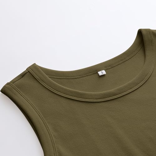 Image of ANRABESS Womens Sleeveless High Neck Tank Tops Fashion Summer Casual Basic Slim Fit Ribbed Racerback Top Shirt Clothes