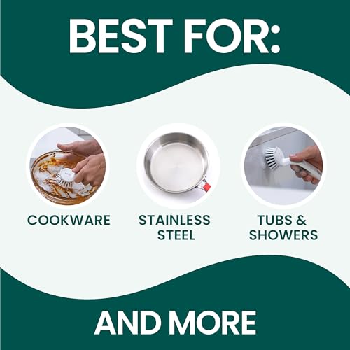 Scotch-Brite Handy Brush, Small and Durable Dish Brush with Handle for Scrubbing Hard-to-Reach Cookware, Tubs, Sinks, Car Tires, and More without Scratching, Antimicrobial, and Rinses Clean - Image 5