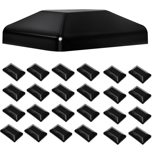 TonGass (24-Pack Black) 4x6 (3 5/8x5 5/8) Wood Fence Post Caps - Wooden Fence Cover Deck Post Cap Durable Plastic Water-Proof and UV-Proof Protect Wooden Poles from Cracking and Rotting