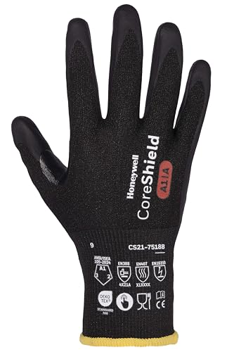 Honeywell Coreshield 3.0 Cut Protective Unisex Gloves CS21-7518B, Food Certified, Silicone Free, Washable, Cut A1/A, Size 7S, Gauge 18, CS21-7518B-7 (Bellyband with 10 Pairs)