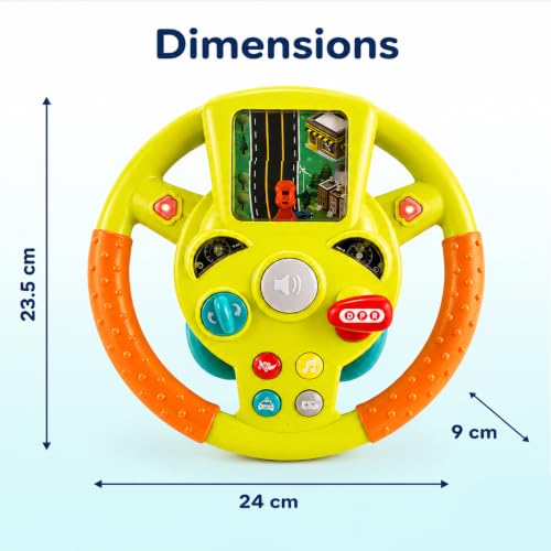 Image of Lifelong Kids Steering Wheel | Realistic Car Driving Simulator with LED Lights, Horn, Gear Lever, Turn Signals, Interactive Sounds & Music | Educational Pretend Play Toy for Boys, Girls 3-6 Yrs