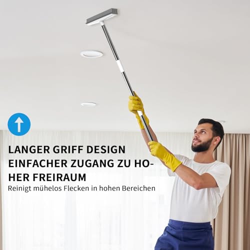 Gummibesen mit Stiel 120 cm, SilikonBesen Innen mit Abzieher zum Entfernen von Tiere Katzen Hunde Haare von Teppichen, Fenstern, Fliesen und Hartholzböden – Bild 6