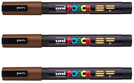 POSCA PC-9.8 ft de Uni-Ball - Pack de 3 Marrón