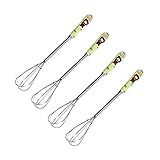 Cherion 7.5 '' ball whisk stainless steel, 4 Pcs Cartoon Ceramic Handle Stainless Steel Seater Manual Mini Agitator Kitchen Egg Mixer Beat Egg Whisk