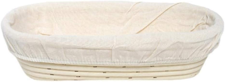 Oval Bread Proofing Basket, 11.8 x 5.5 inch, Natural Rattan Banneton with Linen Liner, Artisan Sourdough Baking Bowl