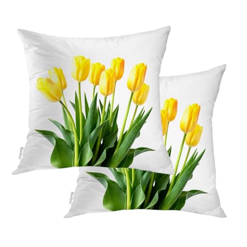 Housses de coussin carrées motif tulipe avec zip invisible - 2