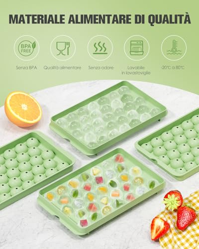 Set da 3 Vaschette per Cubetti di Ghiaccio con Coperchio e Contenitore, 99 Sfere di Ghiaccio Ronde da 2,2 cm, ghiaccio stampo Sferico senza BPA, per Succhi, Cocktail, Whisky, Caffè e Bevande - immagine 3