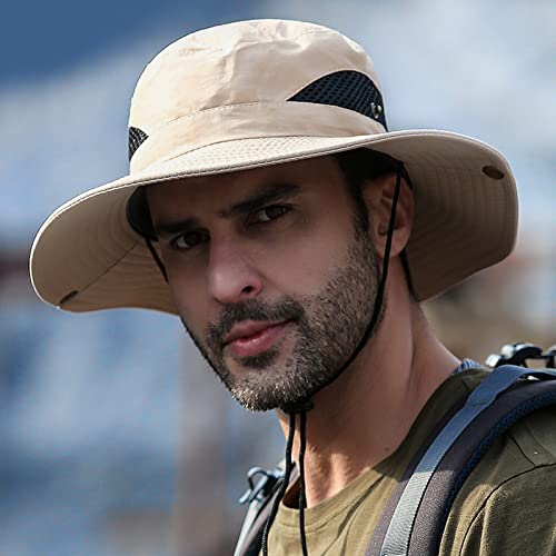 Henniu Chapéu de sol aba larga proteção UV chapéu dobrável para pesca caminhadas acampamento