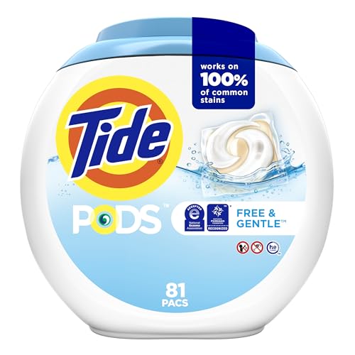 Image of Tide PODS Free & Gentle Laundry Detergent Soap Pacs, 81 Count, Tide PODS Laundry Detergent