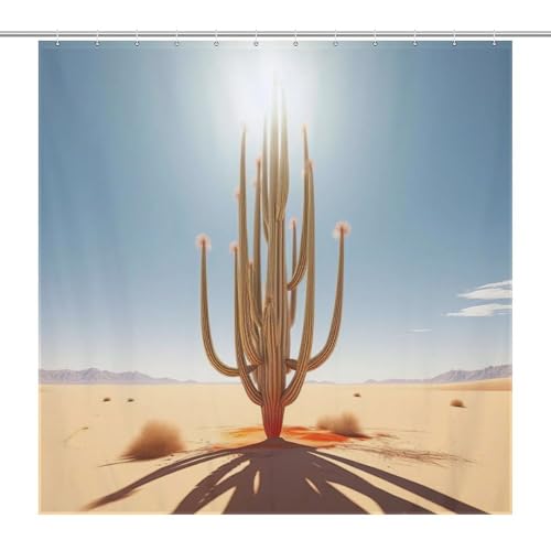 Rideau de bain imperméable anti-éclaboussures en polyester lavable cactus - 7