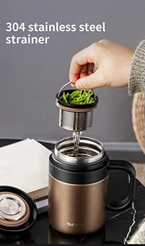 Insulated Stainless Steel Vacuum Thermal Coffee Tea Mug - 17 Oz | Stainless Steel Tea Strainer Loose Leaf Tea Mug With Infuser #TOP6
