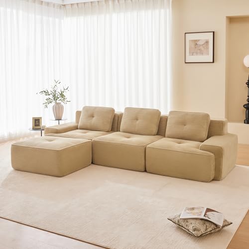Image of Corduroy Modular Sectional Sofa, Oversized Cloud Couches for Living Room