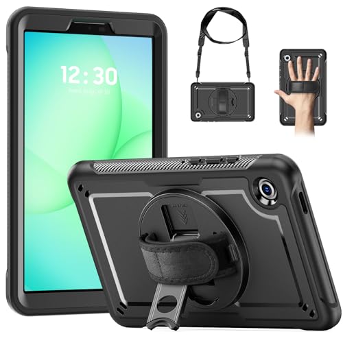 Coque Samsung Galaxy Tab A11 / A9 antichoc avec protection d'écran intégrée et béquille - Noir