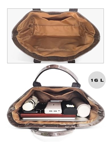 Image of PVC Tote Bag Gifts for Women Large Tote Purse Kraft Paper Letter Print Hobo Handbags for Work Beach Shopping Travel