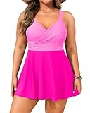 Aqua Eve Plus Size Swim Dress - Two Piece Tankini Swimsuit Tummy Control Bathing Suit with Shorts 2025 Pink 18W