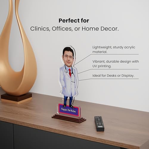 Image of SAVRI Personalized Acrylic Caricature for Doctors - Custom Photo Gift (6x8 inches) - Unique Doctor Appreciation Gift, Clinic & Office Decor, Best Gift for Doctors on Birthdays & Special Occasions