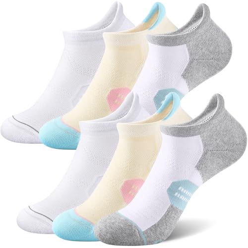 Image of CS CELERSPORT 6 Pack Women's Ankle Running Socks Cushioned Low Cut Tab Athletic Socks