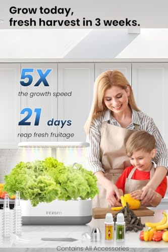 Image of inbloom 12 Pods Hydroponics Growing System Kit, Herb Garden Planter Indoor Kit, Indoor Gardening Hydroponics Growing System with Pods, 4.2L Water Pump, Height Adjustable, Gifts for Woman, Black