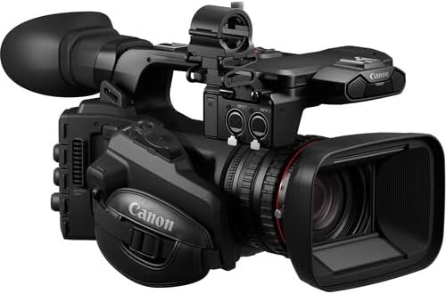 Canon XF605 UHD 4K HDR Pro Camcorder, side view mostrant controls